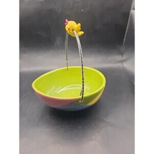 Johanna Parker Easter Ceramic Multi color Serving Basket Candy Dish Egg Shaped